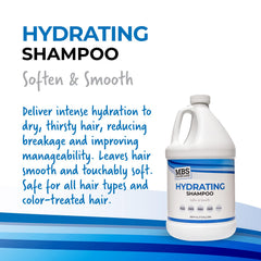 MBS Haircare Hydrating Shampoo label detail highlights vegan, sulfate-free formula for color-treated hair