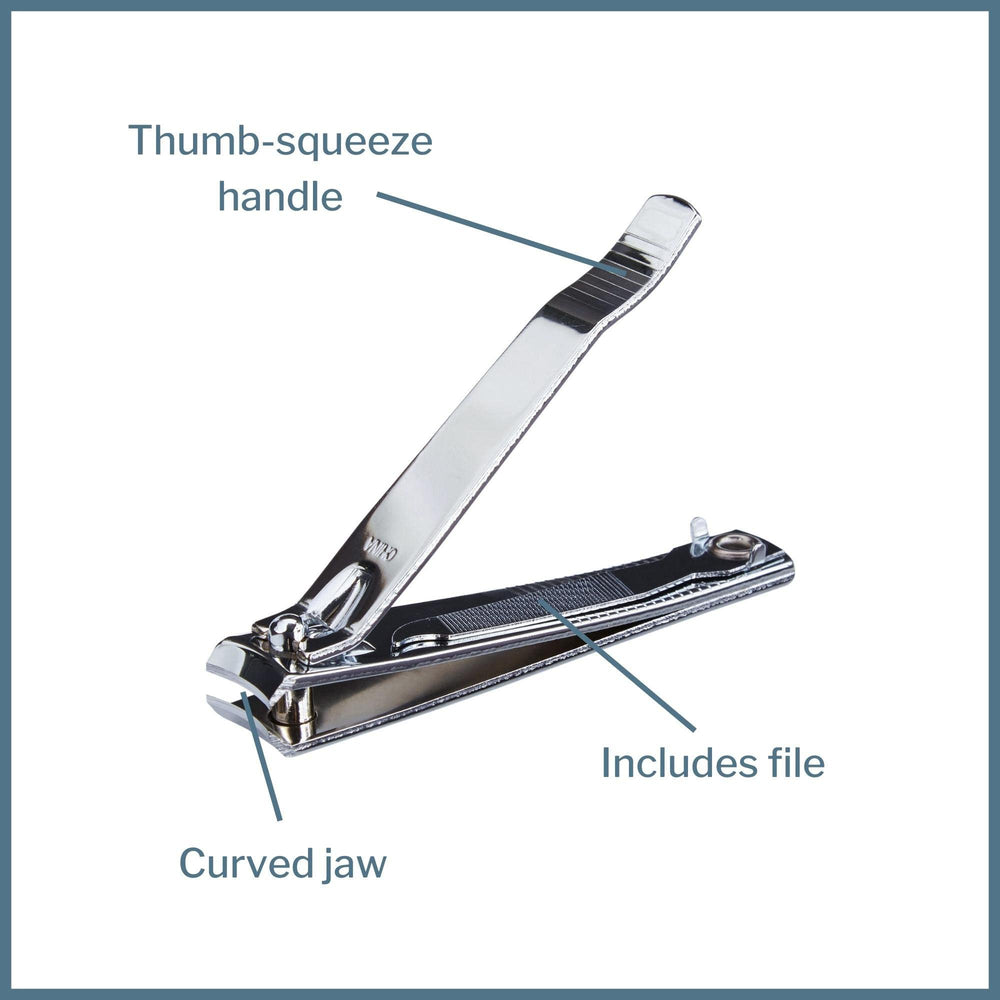 McKesson Toenail Clippers with File curved jaw close-up for precise cuts