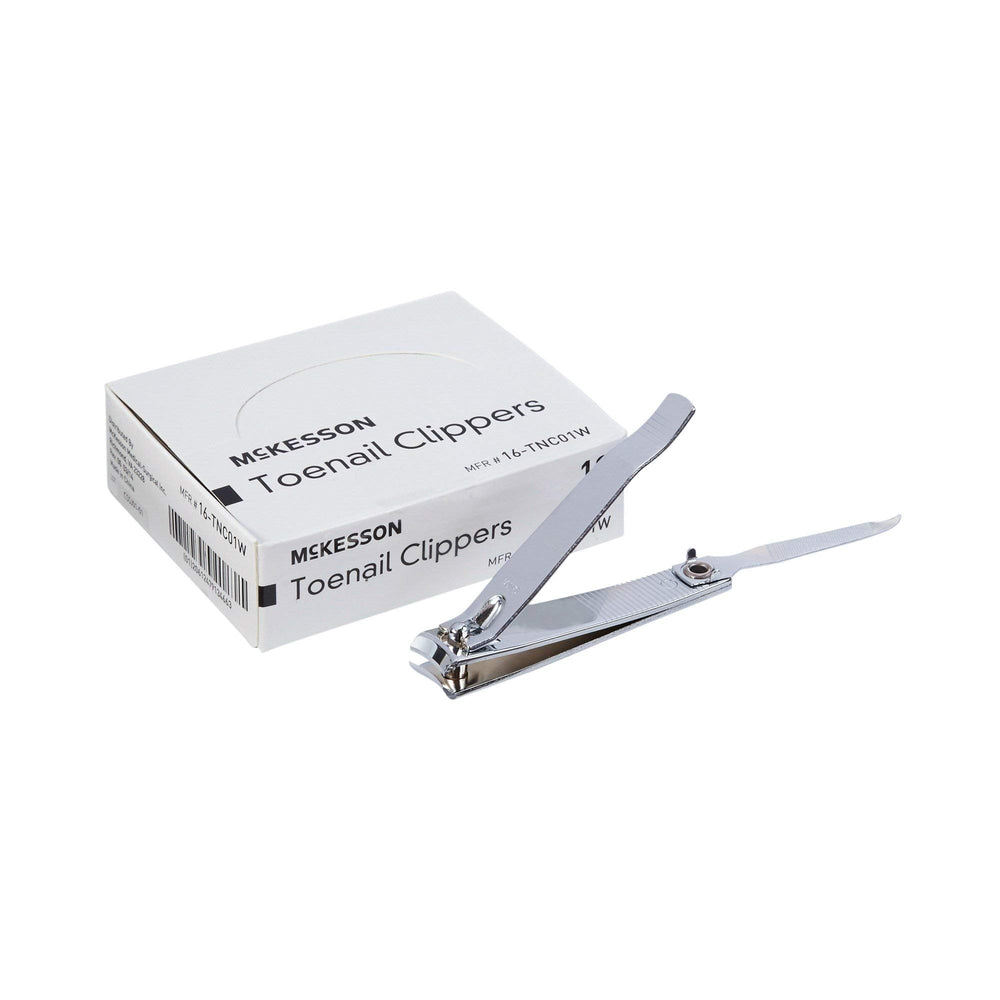McKesson Toenail Clippers with File hero image highlighting durable steel design for home grooming