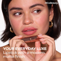 Creamy, comfortable wear supports dry lips with a cushioned feel.