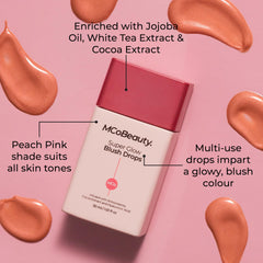 MCoBeauty Super Glow Blush Drops layered over makeup for extra luminosity