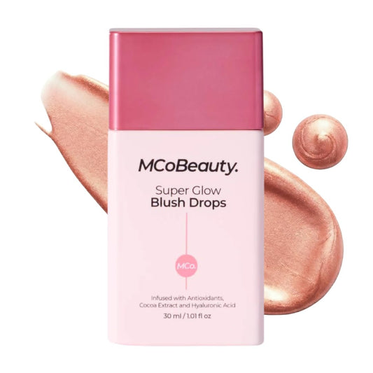 MCoBeauty Super Glow Blush Drops bottle pour for luminous highlight
