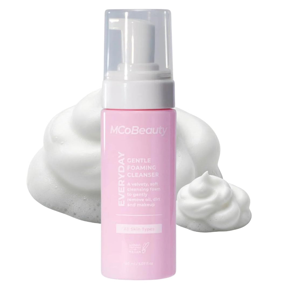 MCoBeauty Everyday Gentle Foaming Cleanser bottle provides a refreshing, balanced cleanse.