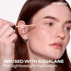 MCoBeauty Hydrating formula with Hyaluronic Acid and Vitamin E for comfortable wear.