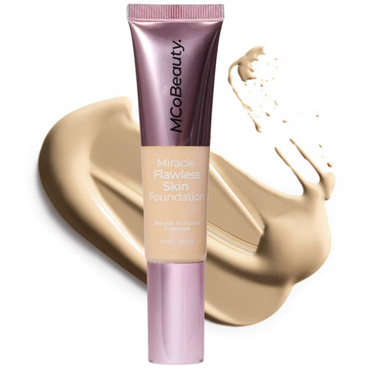 MCoBeauty Miracle Flawless Skin Foundation bottle with pump for easy application and natural finish