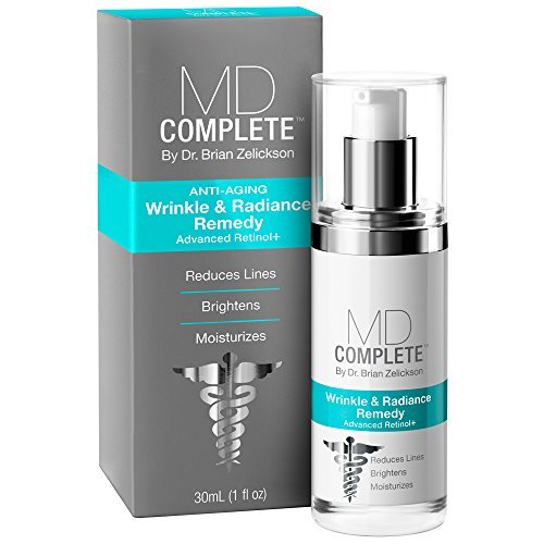 MD Complete Wrinkle & Radiance Remedy bottle pouring for smoother skin