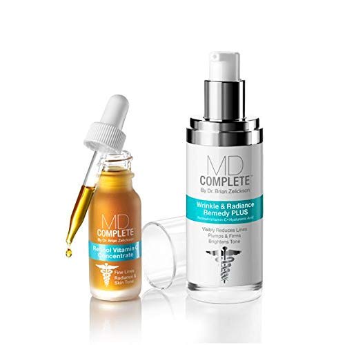 MD Complete Wrinkle Radiance Remedy Plus bottle front for radiant-looking skin