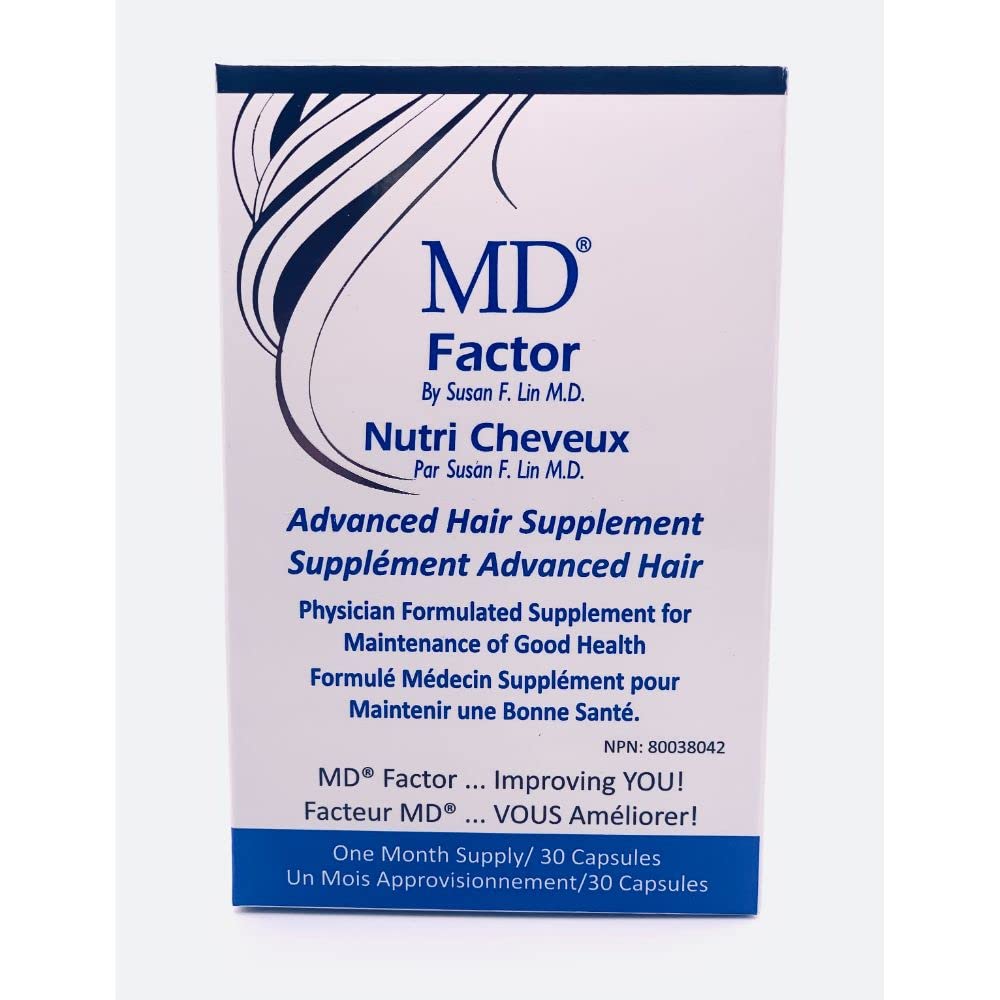 MD Nutri Hair bottle with a glass of water suggests easy daily habit