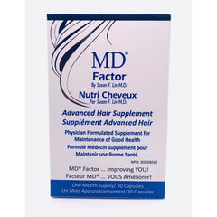 MD Nutri Hair bottle with a glass of water suggests easy daily habit