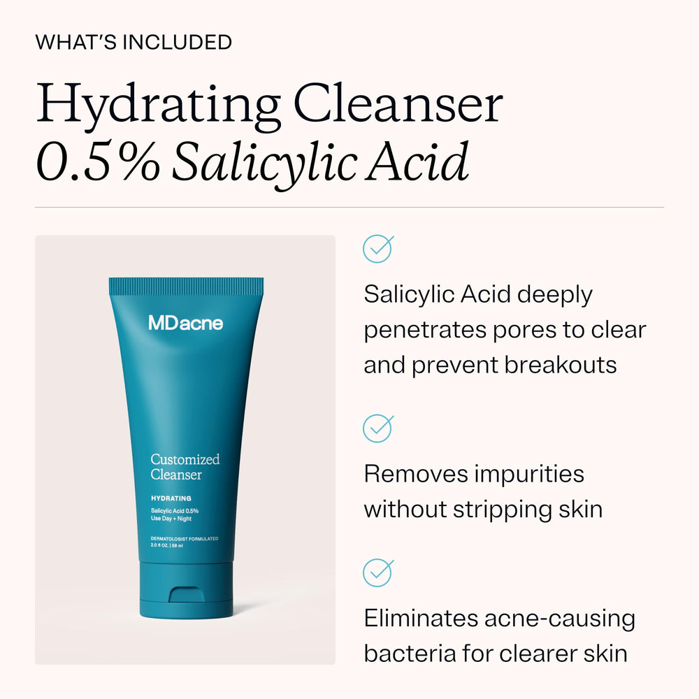 MDacne 3-step routine step 3 moisturizer smooths and supports barrier.