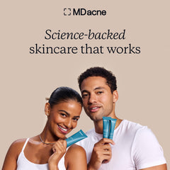 MDacne Shaving Cream packaging communicates compact 1.7 oz size for travel