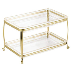 mDesign compact space-saving vanity tray fits dresser tops for quick beauty routines.