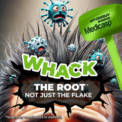 Medicasp shampoo application on scalp with visible lather for soothing care.