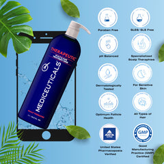 Lifestyle shot of a person applying Therapro rinse in a daily routine.