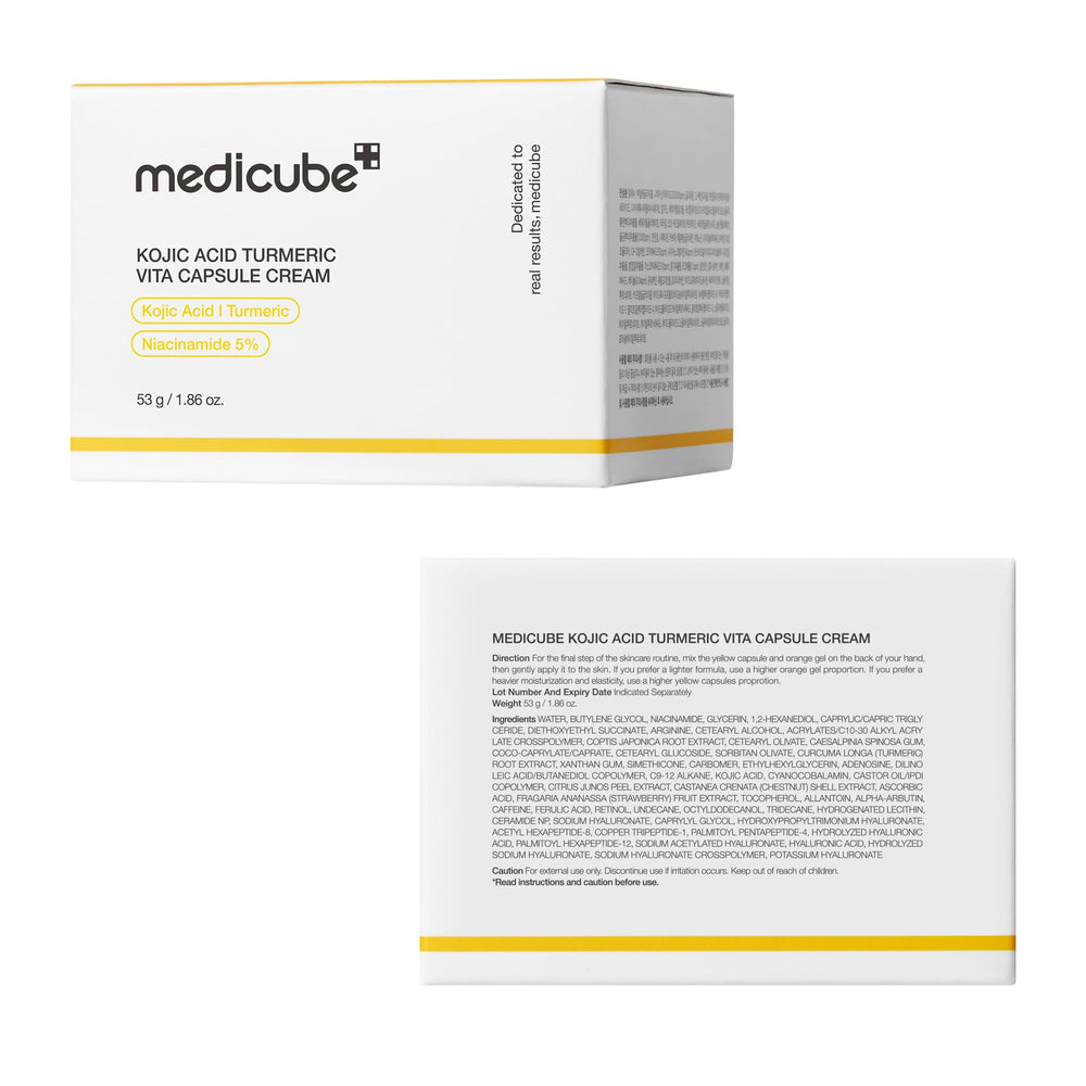Fingertip application shows lightweight finish from Medicube capsule cream.