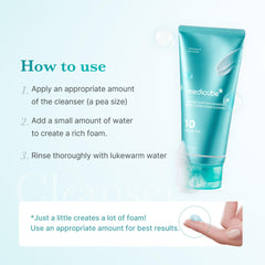 Medicube azelaic acid bottle close-up highlights cleansing routine.