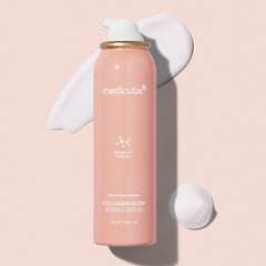 Medicube Collagen Glow Bubble Serum palm application showing mousse texture for quick absorption