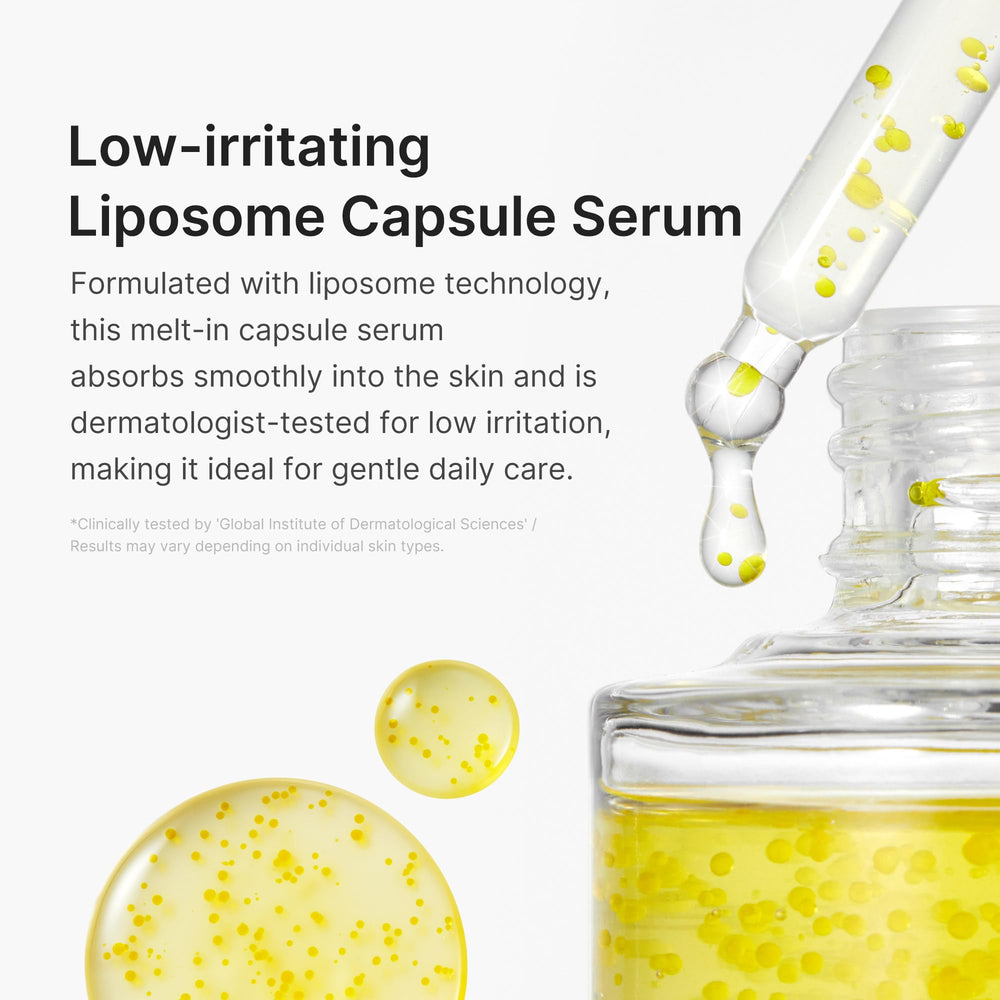 Medicube Deep Vitamin C Capsule Serum swatch with dewy, nourished finish