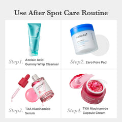 Medicube foaming cleanser demonstrates gentle yet effective cleansing after spot care.