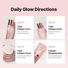 Medicube Glass Skin Collagen Trial Kit cream jar emphasizes smoothing and elasticity support.