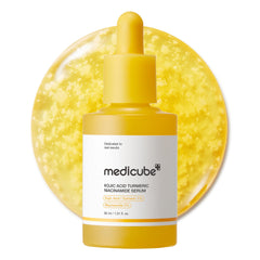 Medicube Kojic Acid Turmeric Clarifying Serum bottle pour shows brightening potential
