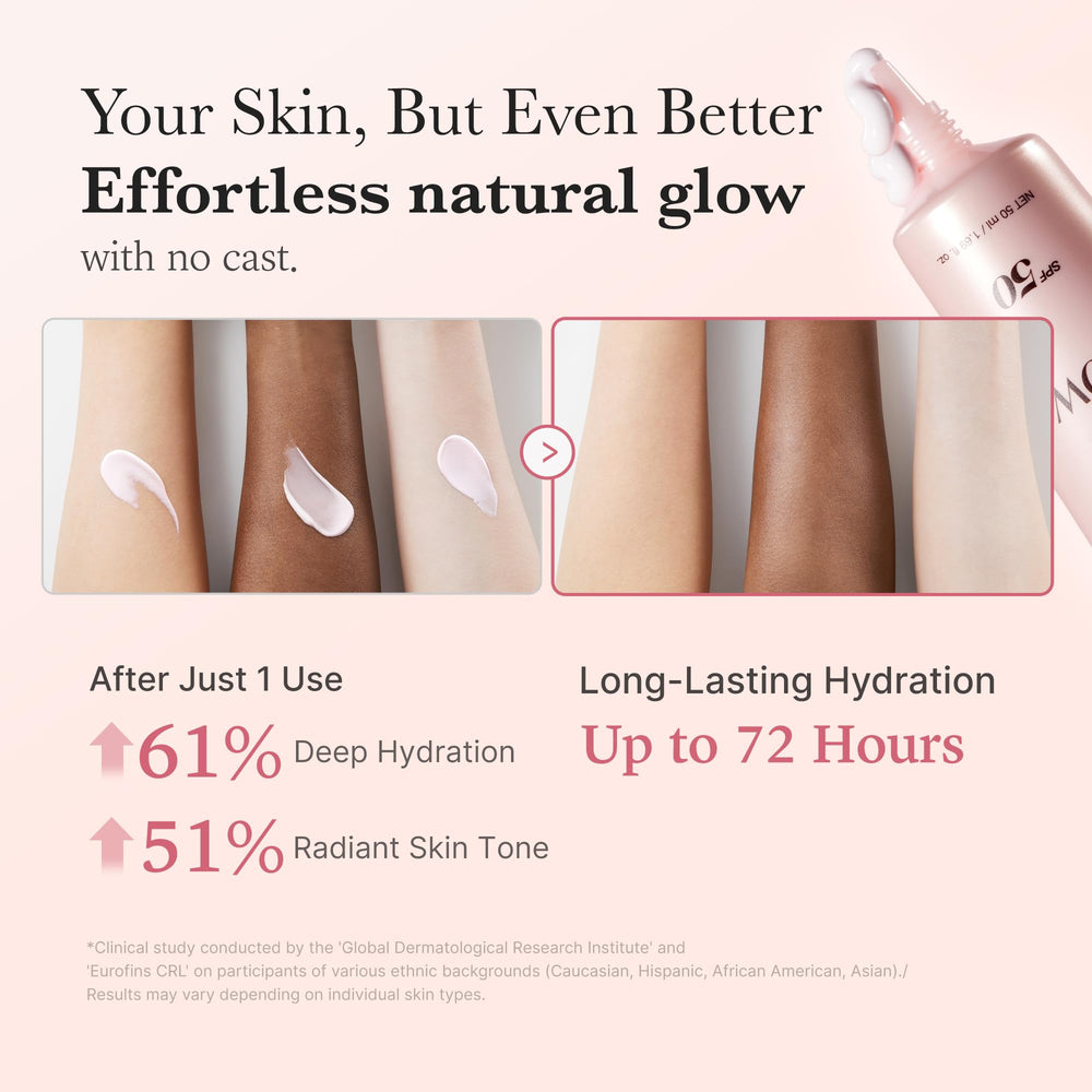 Medicube No Cast Just Glow on hand demonstrates easy blend and hydration.