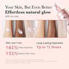 Medicube No Cast Just Glow on hand demonstrates easy blend and hydration.