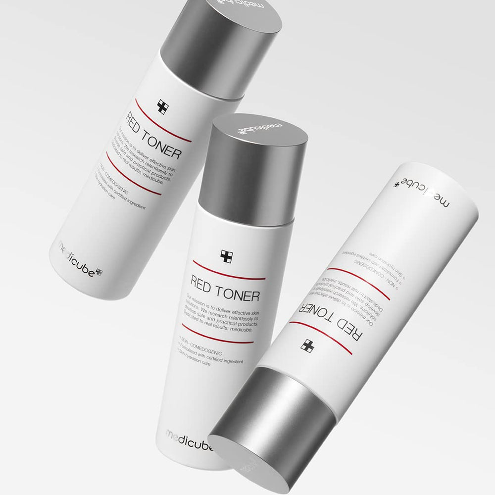Medicube Red Toner 2.0 ingredient list featuring BHA, niacinamide, adenosine.
