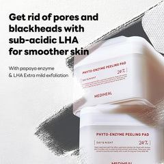 Closeup of Mediheal Phyto Enzyme Peeling Pad sheets showing embossing