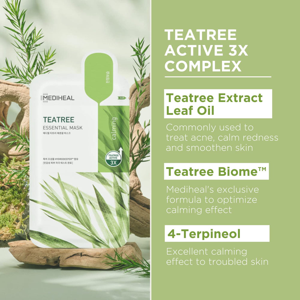 Mediheal Tea Tree Face Mask texture close-up highlights ultra-thin sheet for comfort