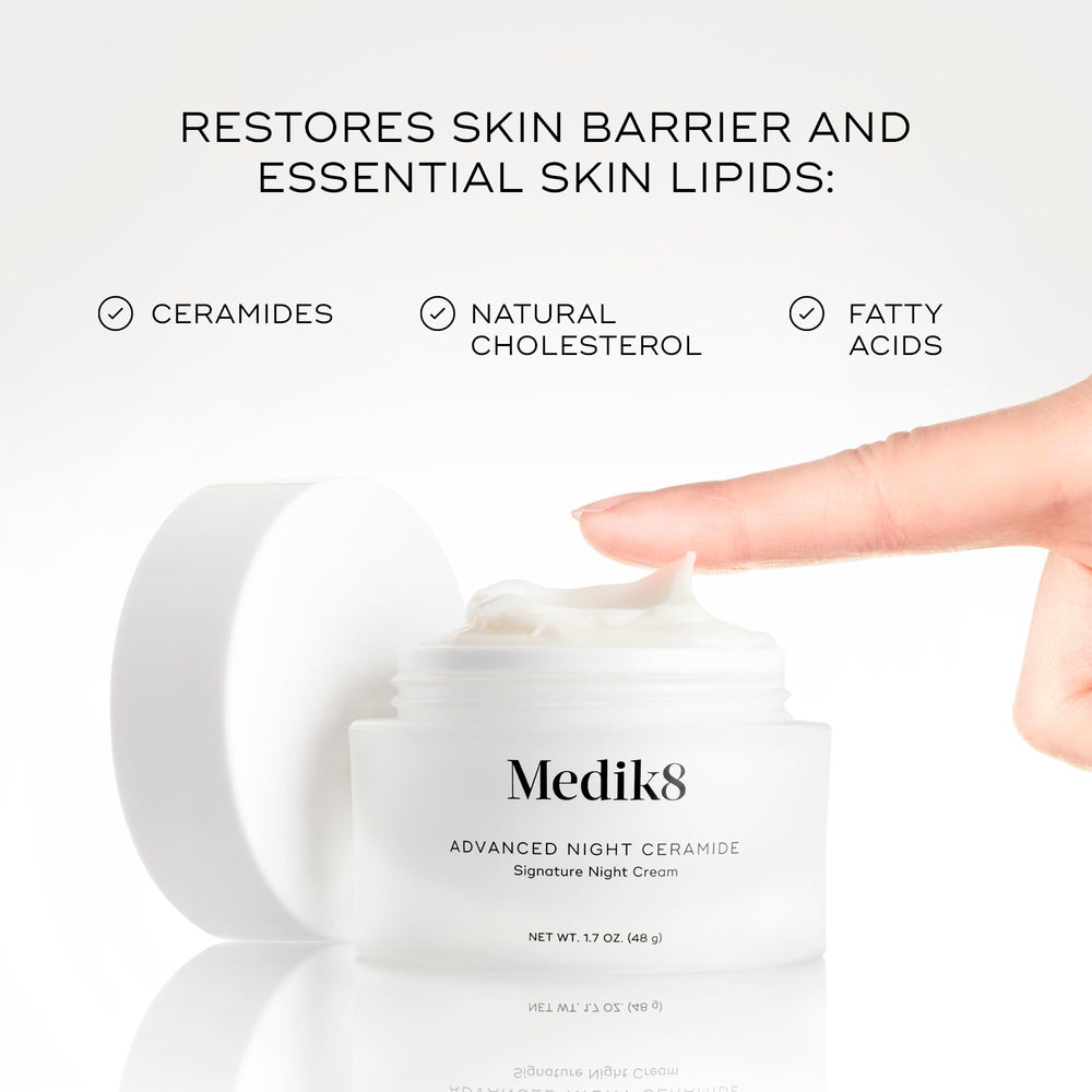 Medik8 Advanced Night Ceramide after absorption shows a soft, non-greasy touch.
