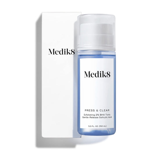 Medik8 Press and Clear toner bottle front view for daily skin refreshment