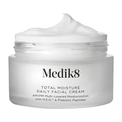 Medik8 Total Moisture jar close-up with rich cream for daily hydration.