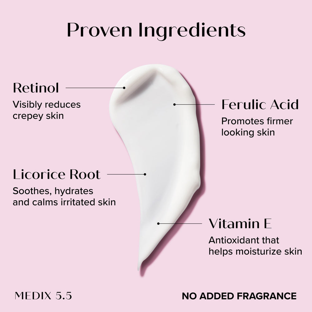 Medix 5.5 collagen peptides body cream for elasticity and softness.