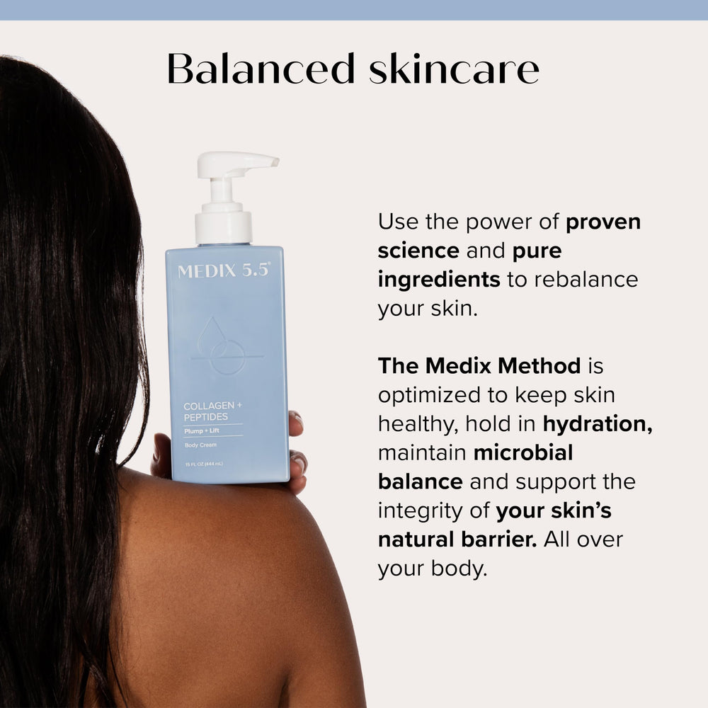 Medix 5.5 collagen peptides cream supports a plumper look.