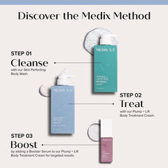 Medix 5.5 exfoliating body wash cleanses while targeting rough patches.