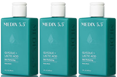 Medix 5.5 Glycolic Body Wash bottle with smooth lather for softer skin.