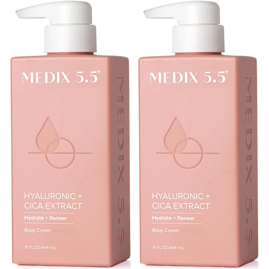Medix 5.5 Hyaluronic Acid Body Lotion bottle shows hydration-ready packaging