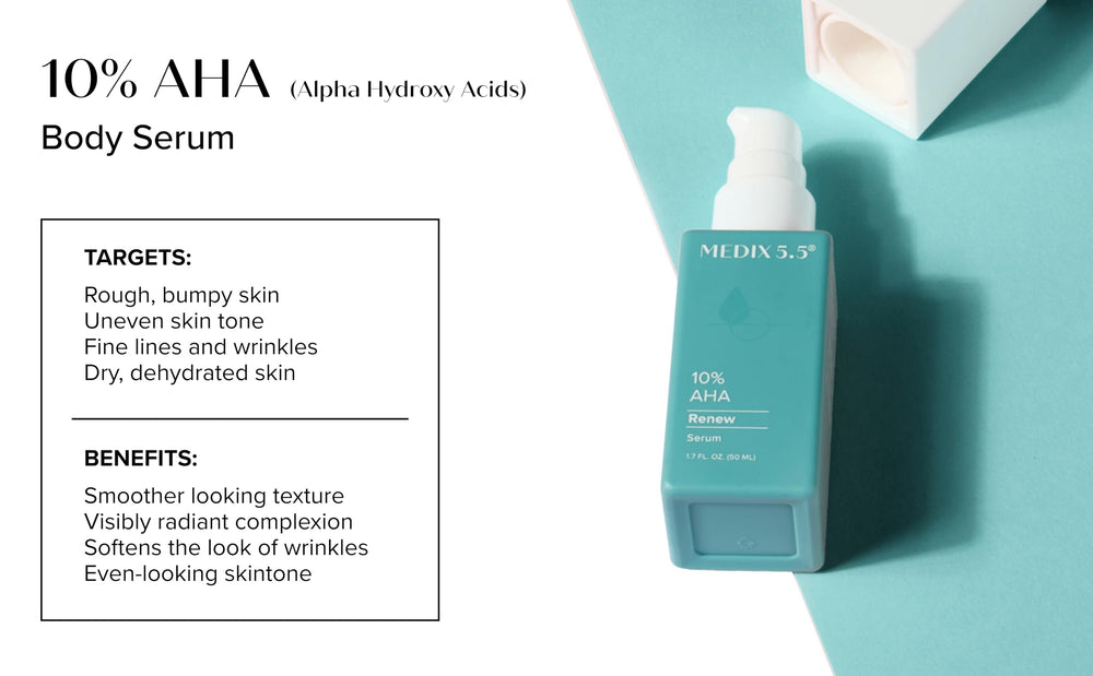 Medix 5.5 ingredients diagram highlighting glycolic and lactic acids