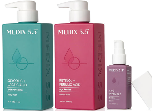 Medix 5.5 Retinol Body Cream application boosts firmness and smoothness