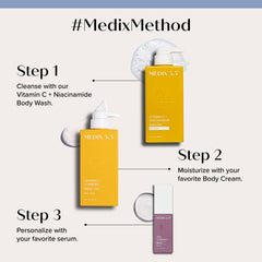Medix 5.5 Vitamin C Body Wash foam with rich, gentle lather