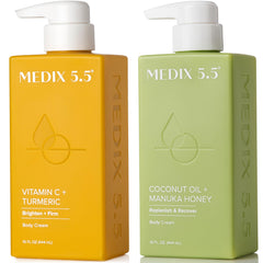 Medix 5.5 Vitamin C Cream bottle showcasing brightening care for even tone.