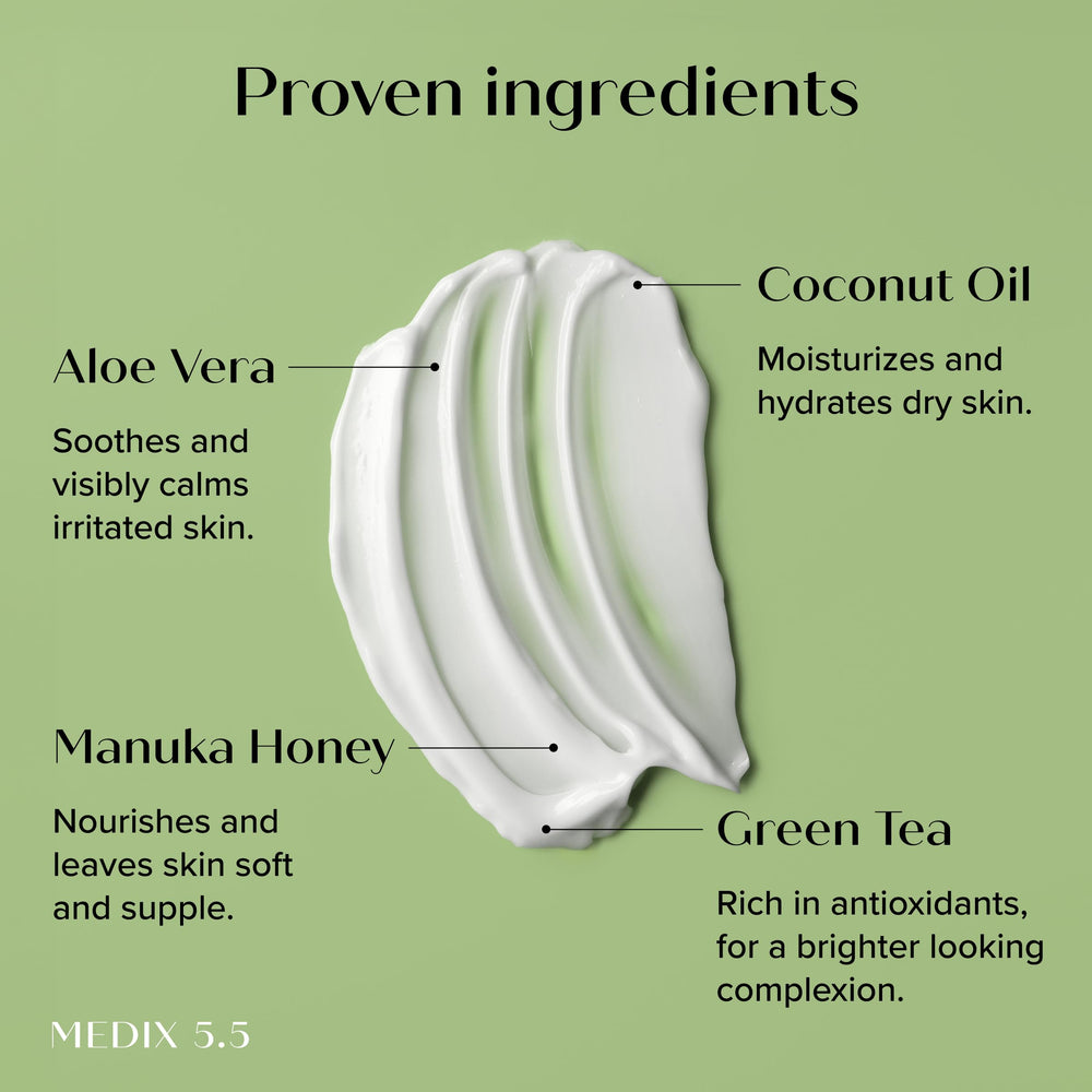 Medix 5.5 cream texture close-up illustrating rich moisturization
