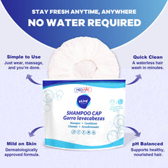 MedVance No Rinse Cap wash-motion demonstrates quick cleansing after workouts.