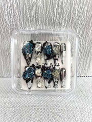 Meemooron long stiletto nails with bow design for party-ready style