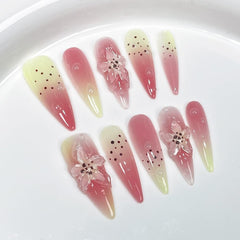 Meemooron leopard print nails feature 3D flowers for chic, eye-catching manicure.