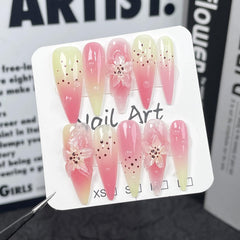 Meemooron long stiletto press-on nails with leopard print and pink gloss for instant glam.