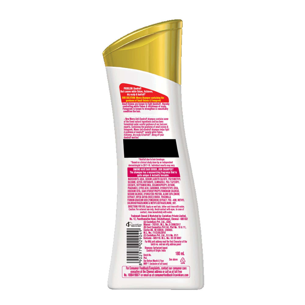 Meera Anti Dandruff Shampoo bottle pour action for easy application