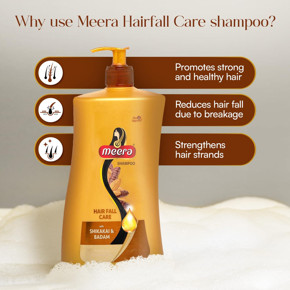 Meera Hairfall Care Shampoo 1L pack; long-lasting supply