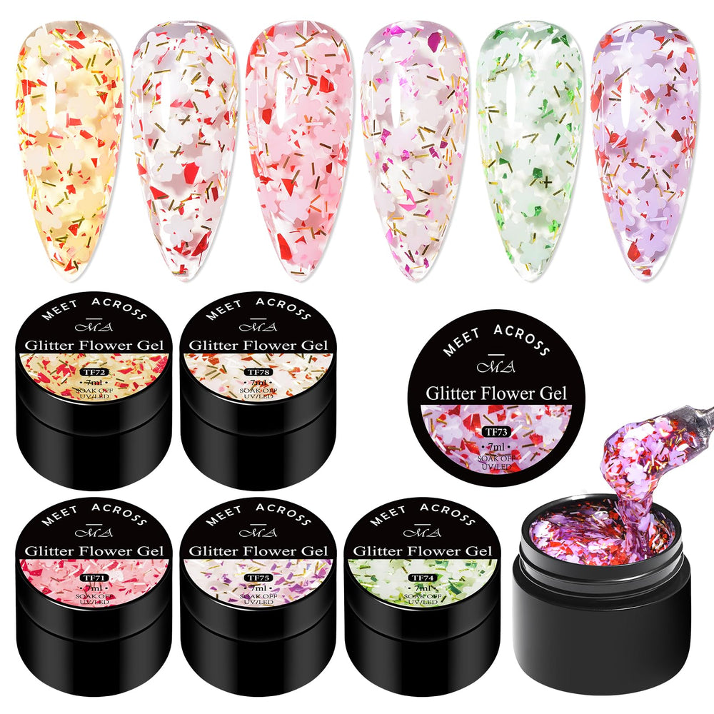 MEET ACROSS lifestyle party shot nails with crystal flowers for festive manicure inspiration